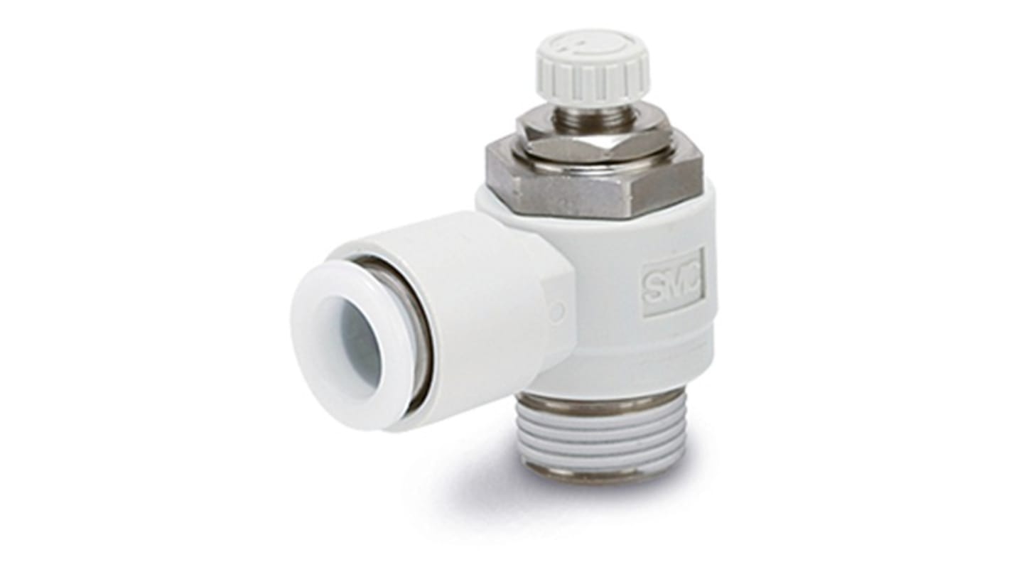 SMC AS Series Elbow Fitting, R 1/8 to Push In 6 mm, Threaded-to-Tube Connection Style