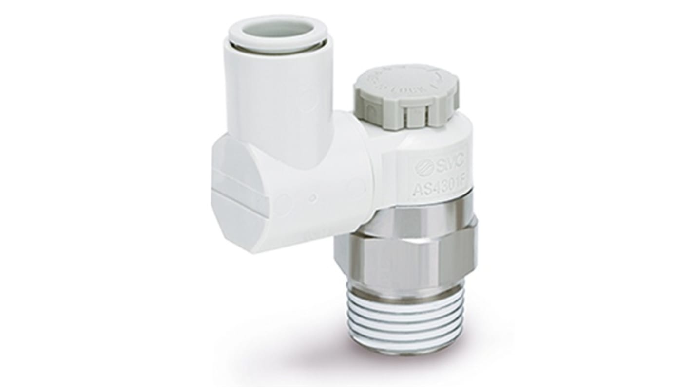 SMC AS Series One-touch Fitting, R 1/8 to Push In 4 mm, Threaded-to-Tube Connection Style