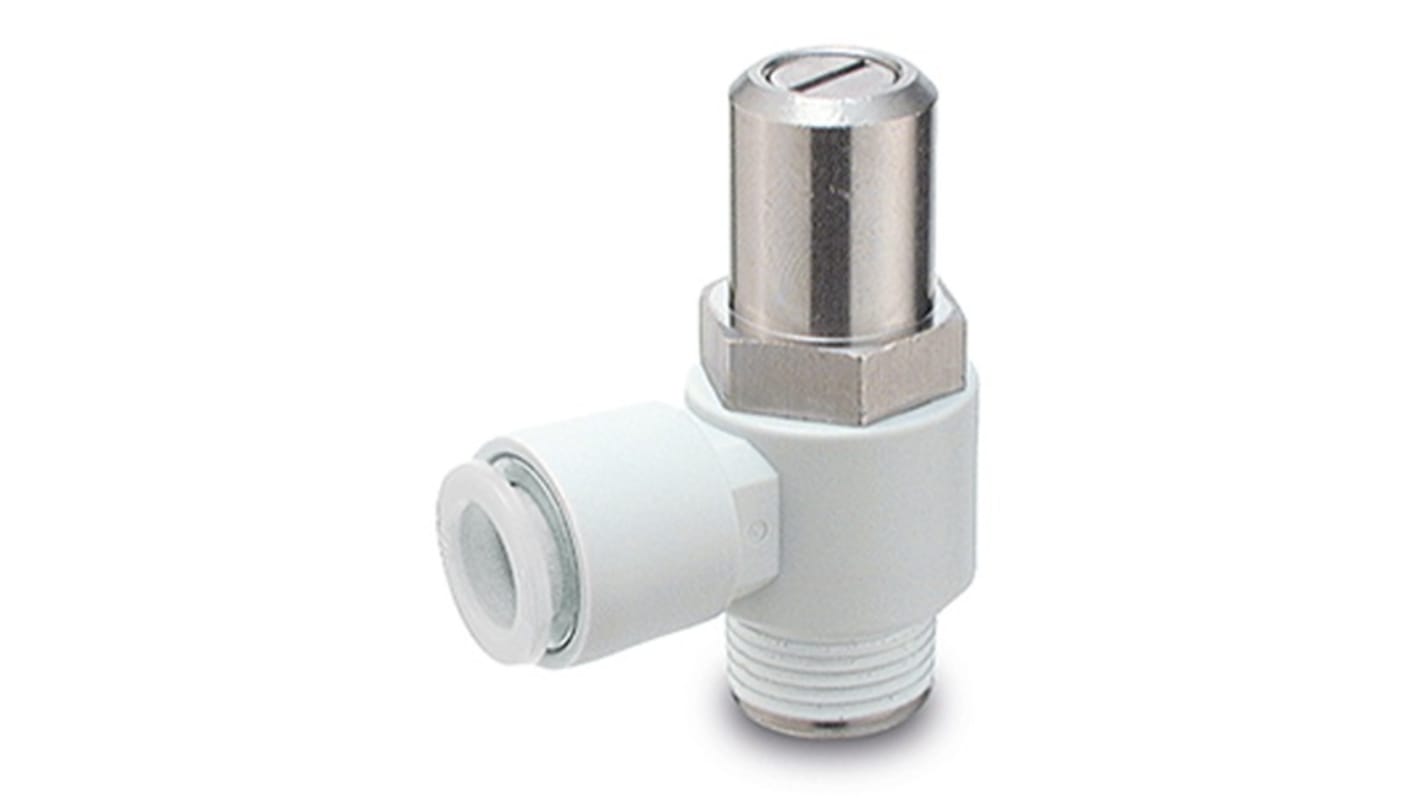 SMC AS Series Elbow Fitting, R 3/8 to Push In 8 mm, Threaded-to-Tube Connection Style