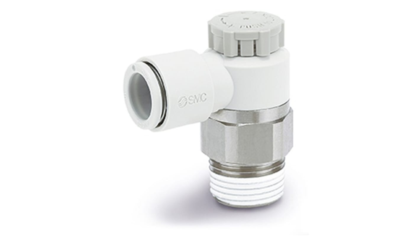 SMC AS Series Elbow Fitting, G 1/2 to Push In 10 mm, Threaded-to-Tube Connection Style