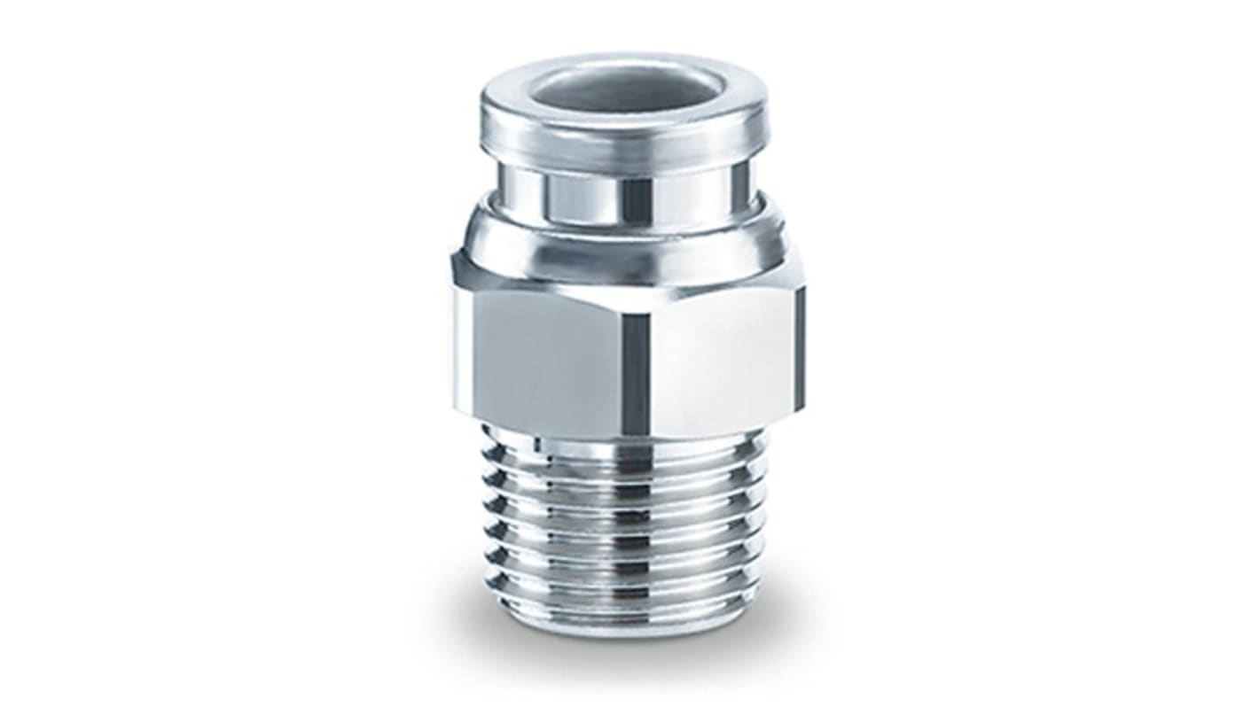 SMC KQB2 Series Male Connector, R 1/4 to Push In 6 mm, Threaded-to-Tube Connection Style