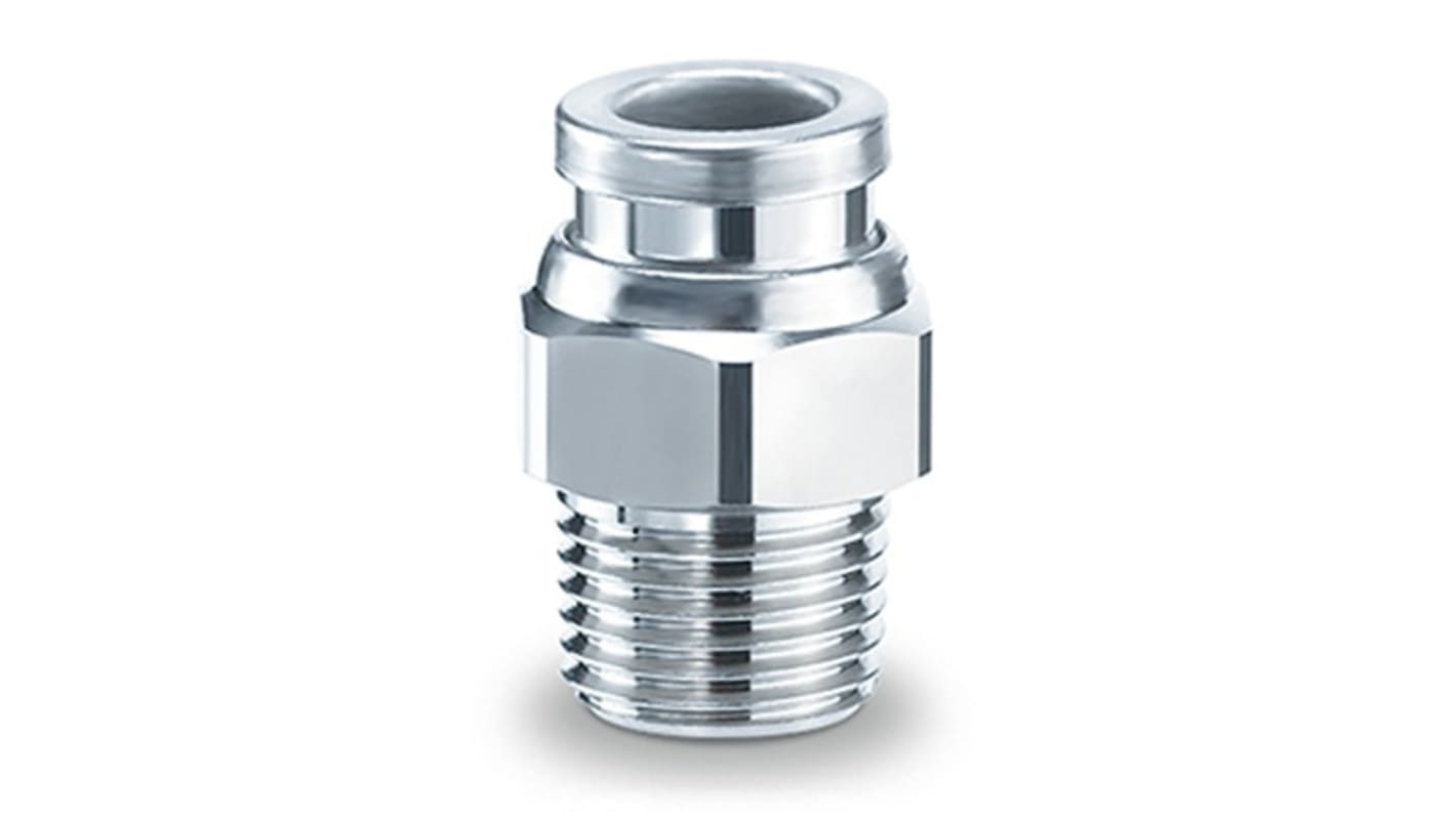 SMC KQB2 Series Male Connector, R 1/4 to Push In 12 mm, Threaded-to-Tube Connection Style