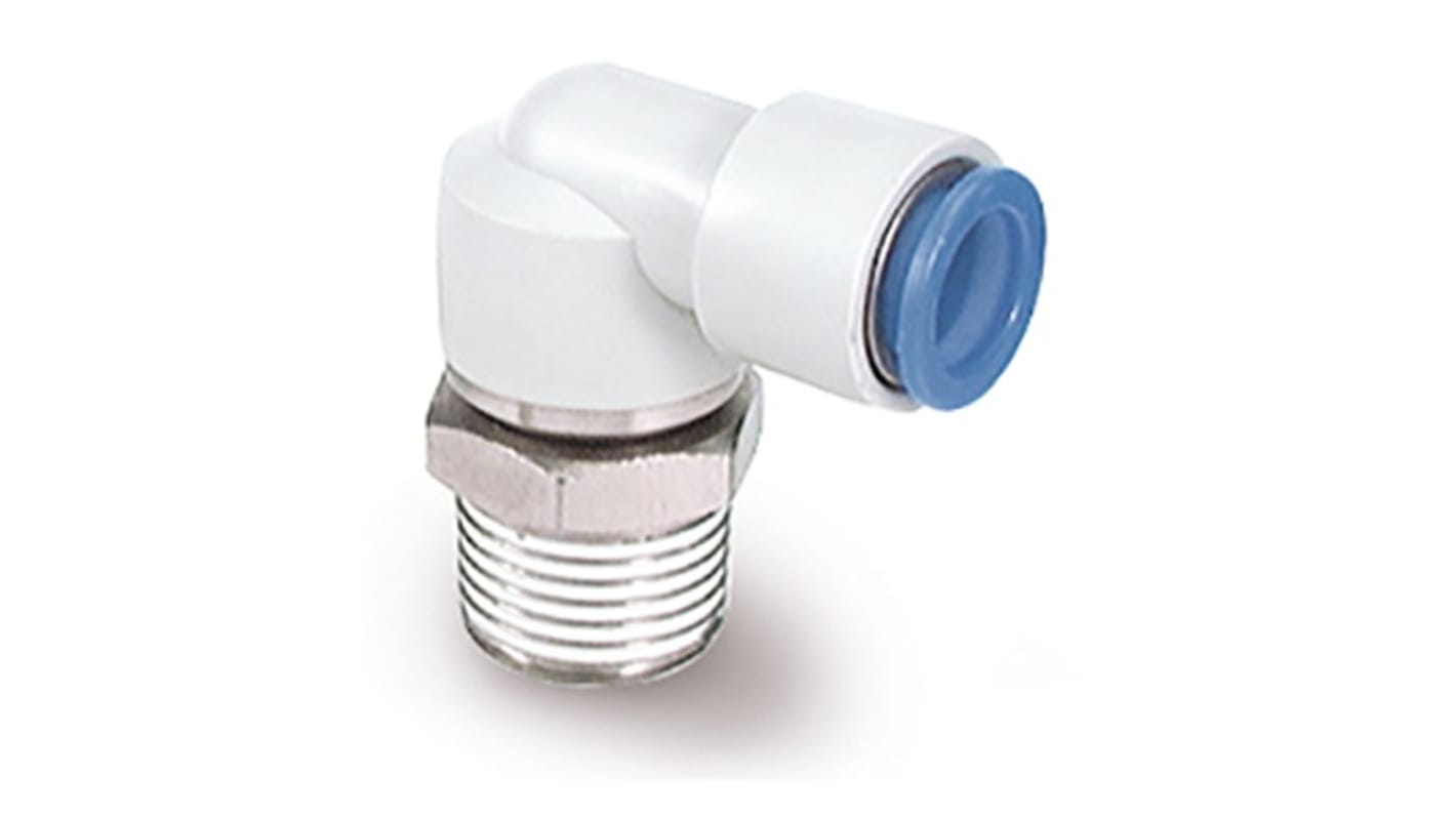 SMC KS Series Male Stud Elbow, M6 to Push In 4 mm, Threaded-to-Tube Connection Style