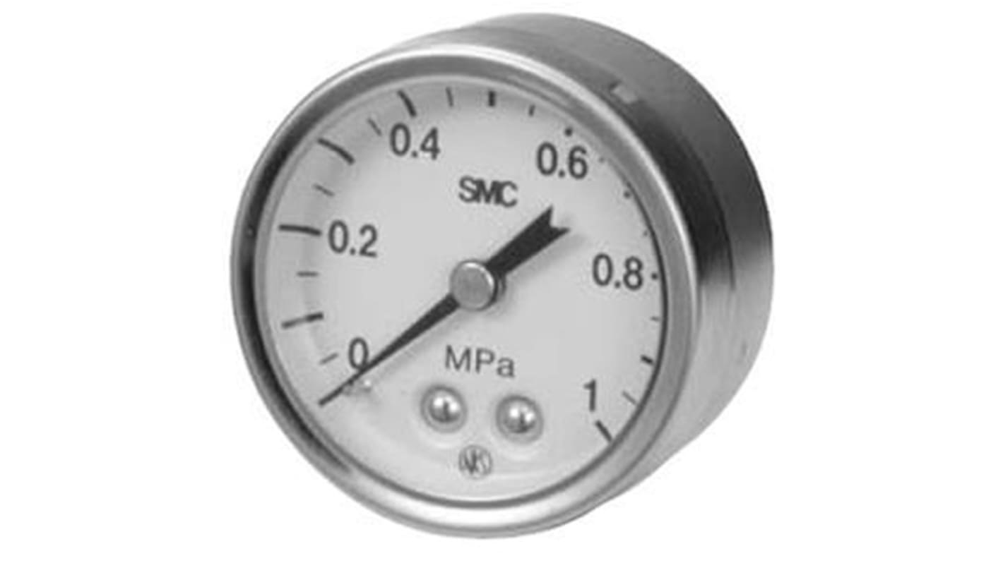 SMC Druckmessgerät Prozessanschluss hinten Analog 0MPa → 0.4MPa, Ø 43mm R1/8