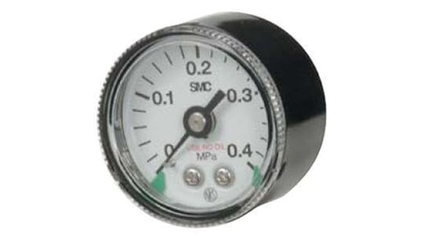 SMC R 1/8 Analogue Pressure Gauge 0.7MPa Back Entry, G46-7-02-SRB, 0MPa min.