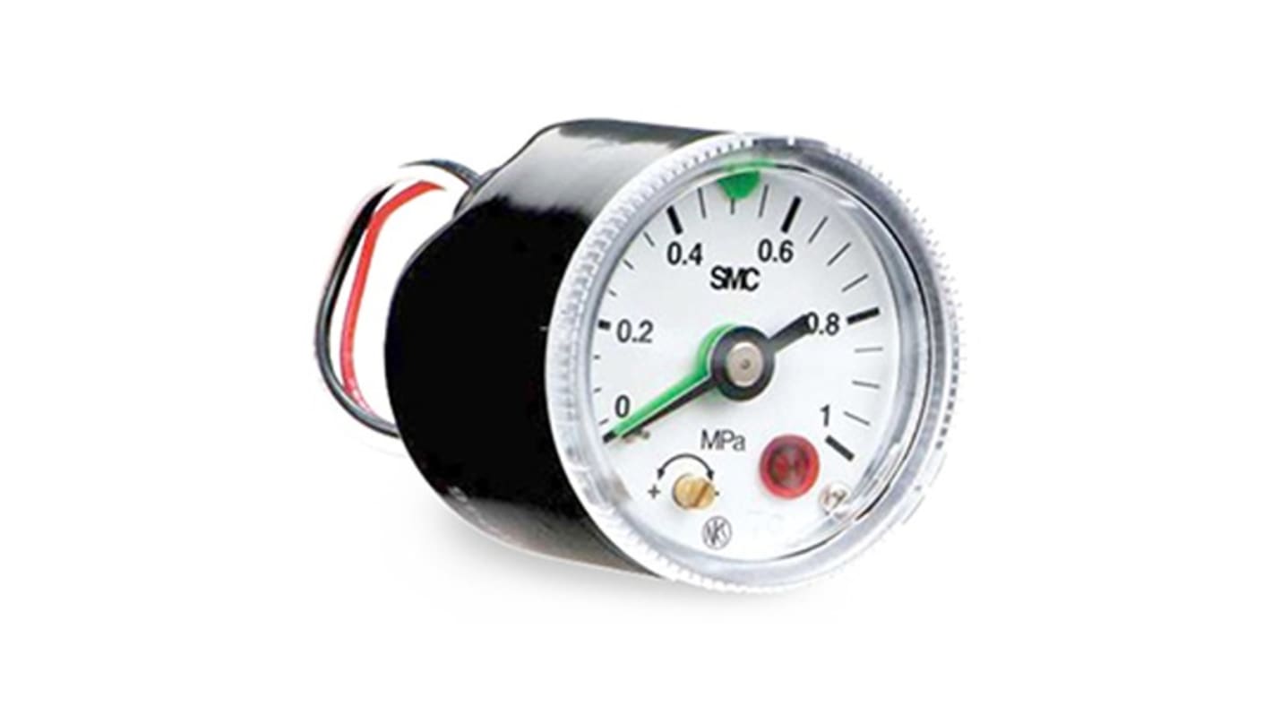 SMC R 1/8 Analogue Pressure Gauge 1MPa Back Entry, GP46-10-01-Q, 0MPa min.