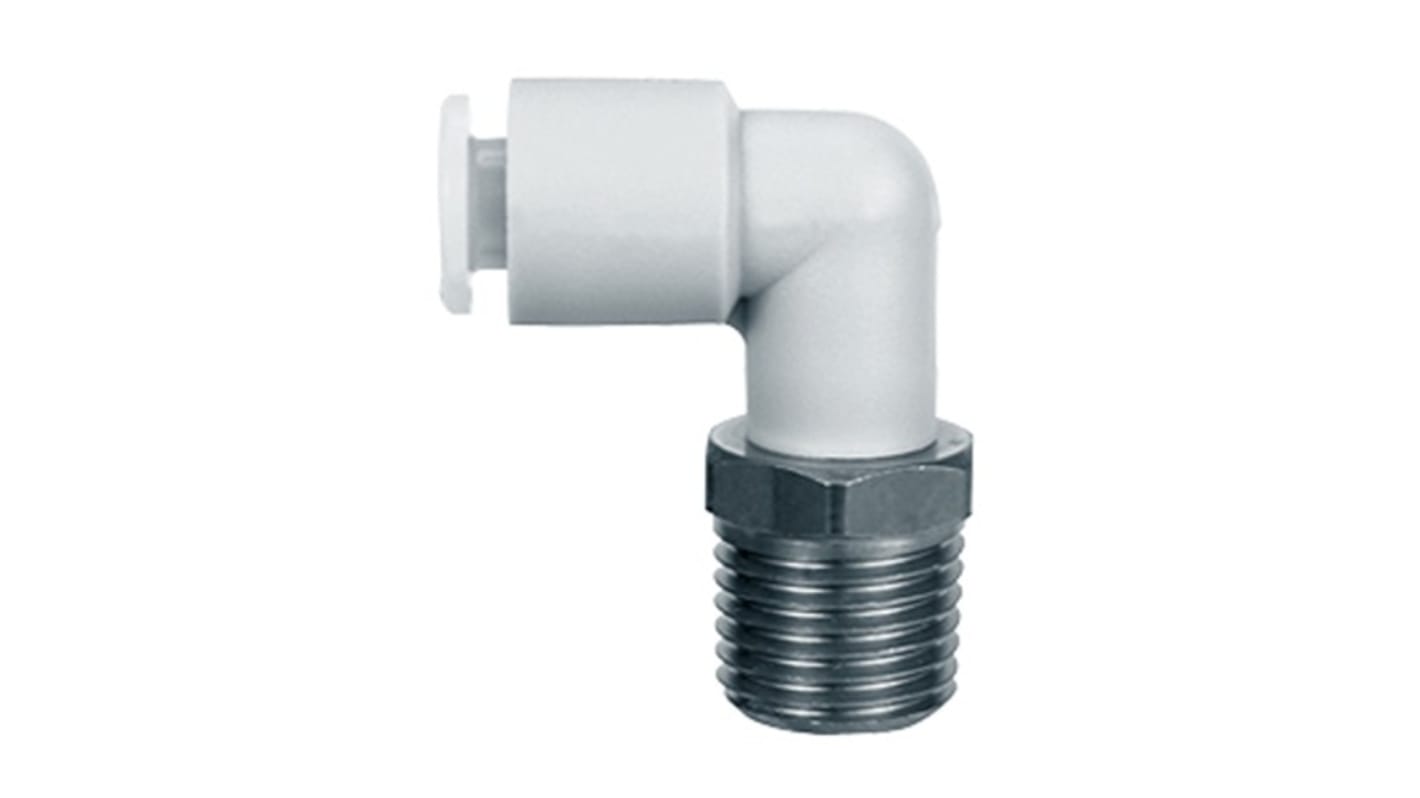 SMC KG Series Male Stud Elbow, R 1/8 to Push In 6 mm, Threaded-to-Tube Connection Style