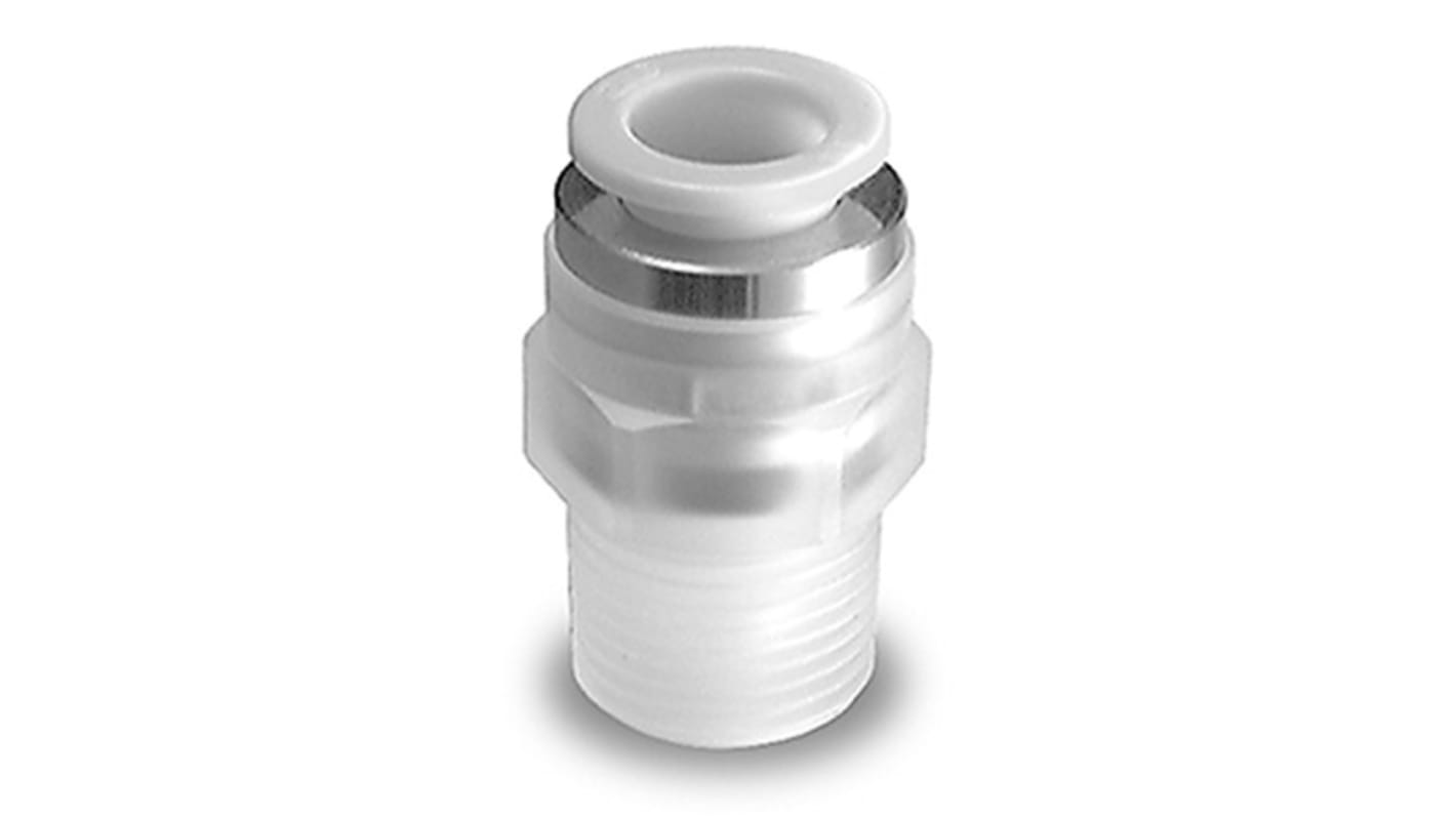 SMC KP Series Male Connector, R 1/8 to Push In 8 mm, Threaded-to-Tube Connection Style