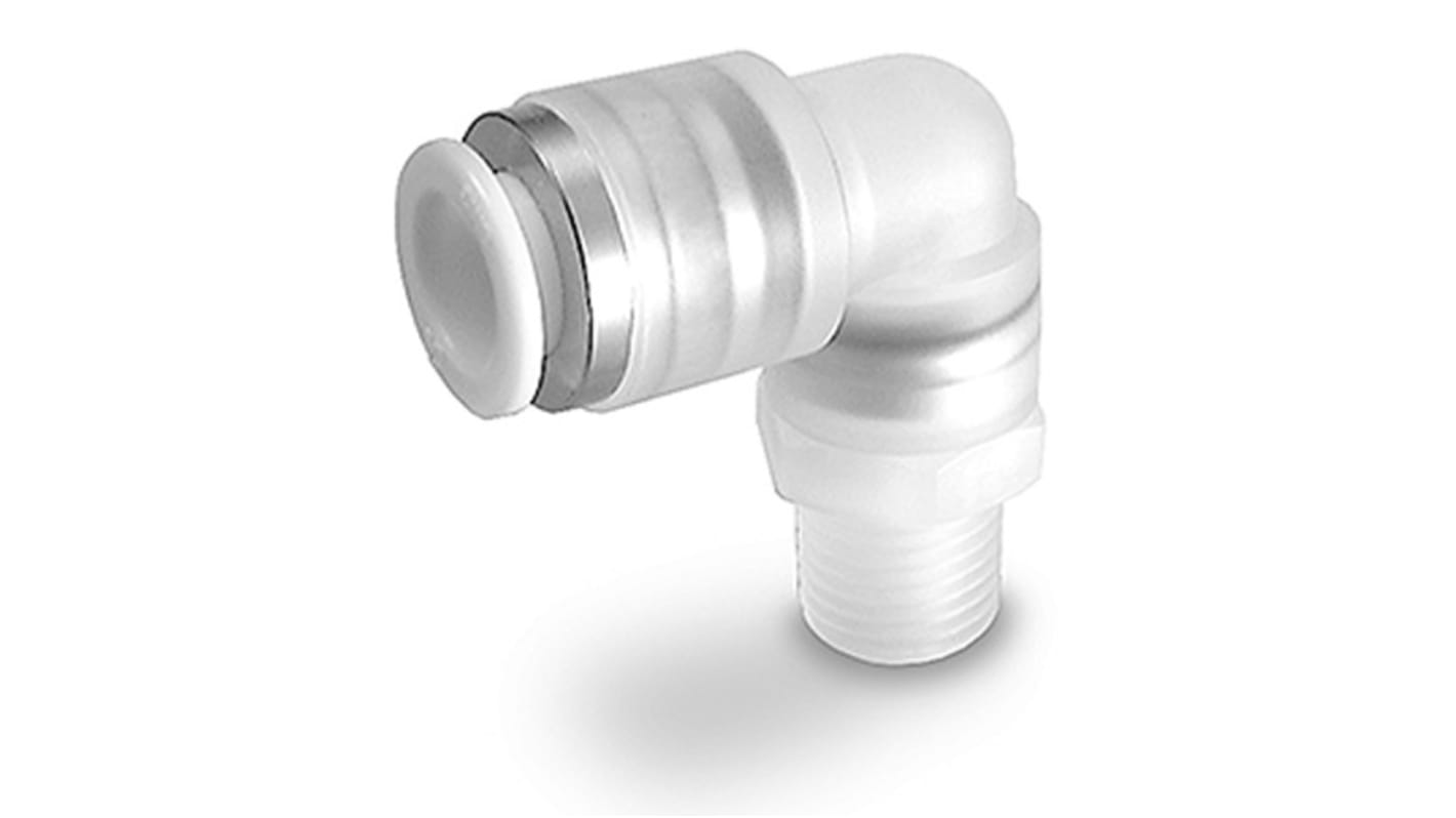 SMC KP Series Male Stud Elbow, R 1/8 to Push In 6 mm, Threaded-to-Tube Connection Style