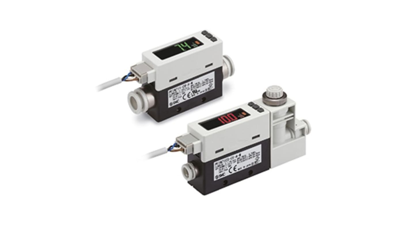 SMC PF2M7 Durchflussschalter 12 → 24 V DC 1 L/min → 100 l/min Typ Digitaler Durchflussschalter