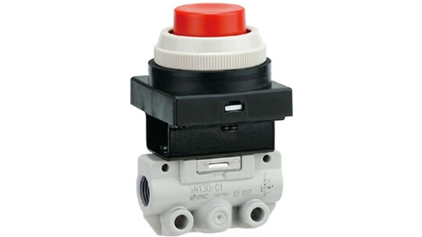 SMC Push Button Pneumatic Relay Mechanical Valve VM100 Series, G 1/8, 1/8in, III B