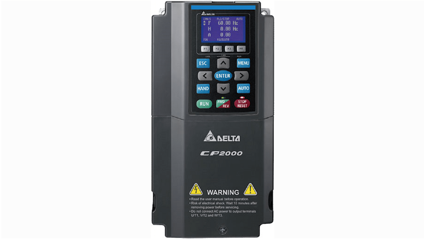 Delta Electronics Variable Speed Drive, 2.2 kw, 3 Phase, 460 V, 5.5/4 A, CP2000 Series