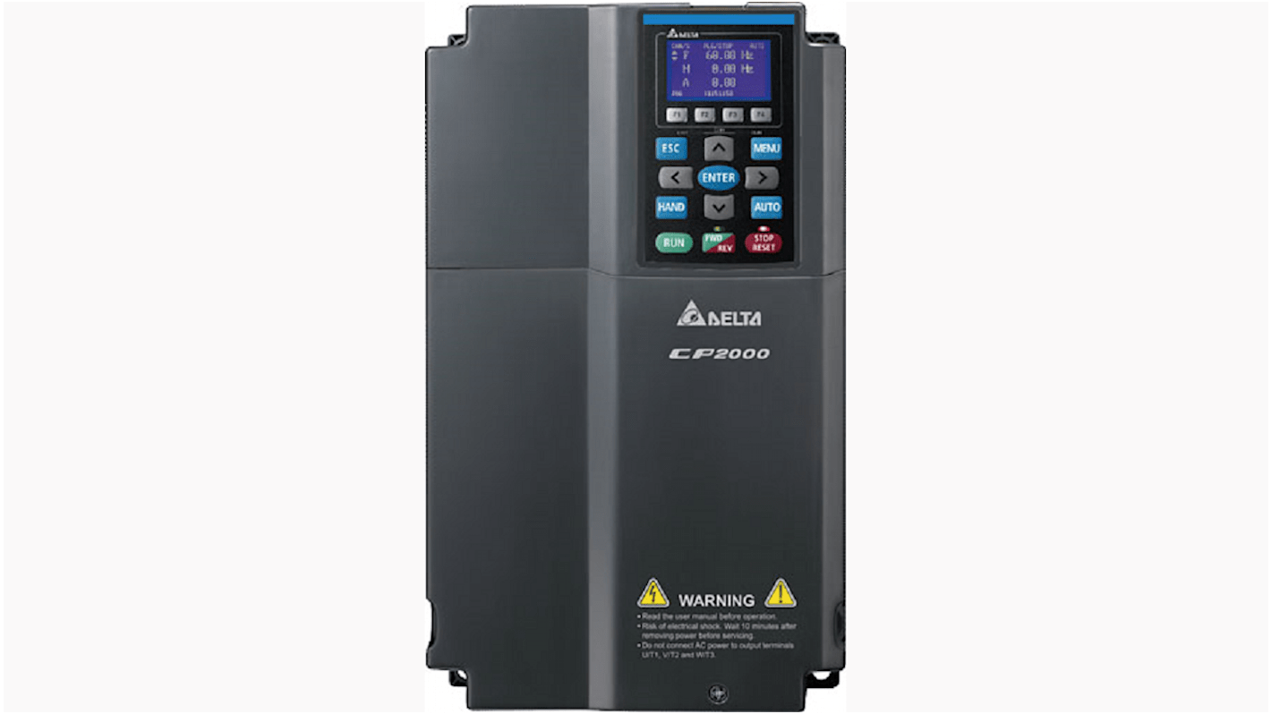 Delta Electronics Variable Speed Drive, 18.5 kW, 3 Phase, 460 V, 38/32 A, CP2000 Series