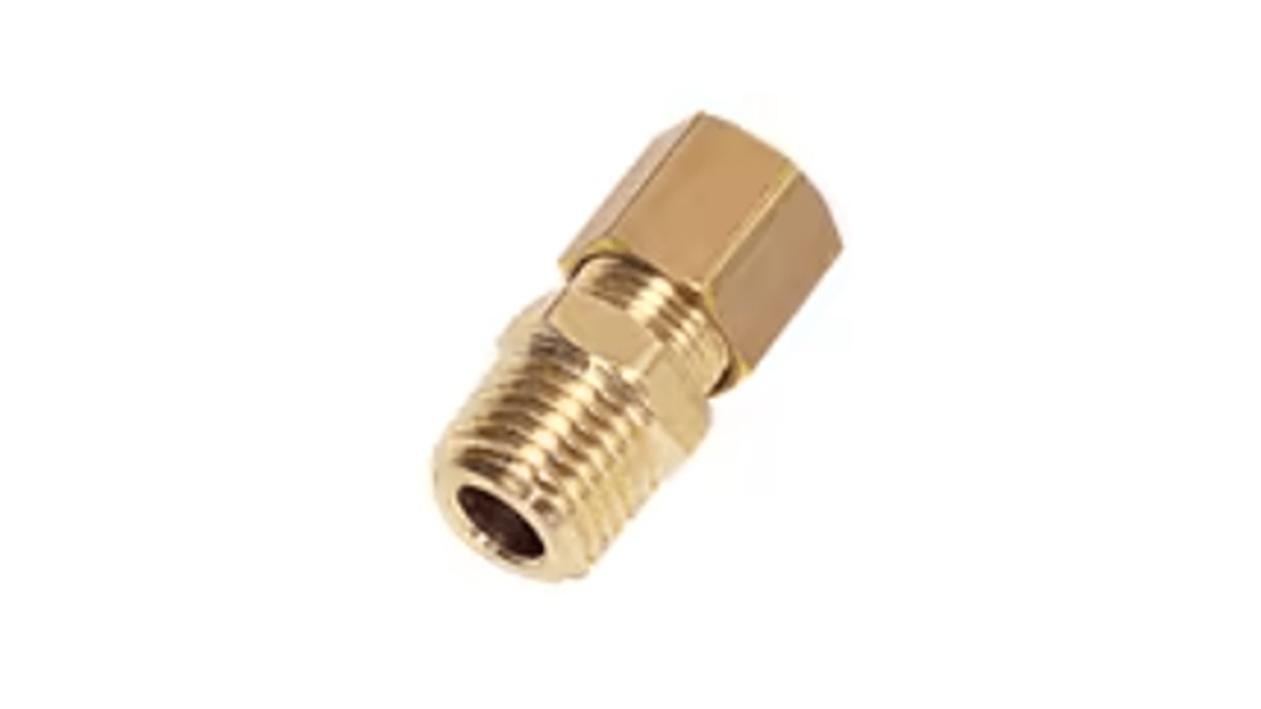 Legris Brass Pipe Fitting, Straight Push Fit Compression Olive, Male BSPT 1/8in BSPT 1/8in 5mm