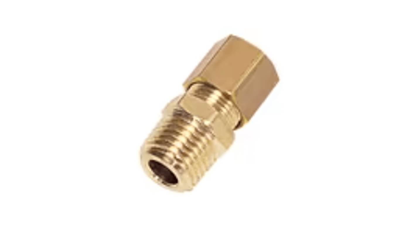 Legris Brass Pipe Fitting, Straight Push Fit Compression Olive, Male BSPT 3/8in BSPT 3/8in 6mm