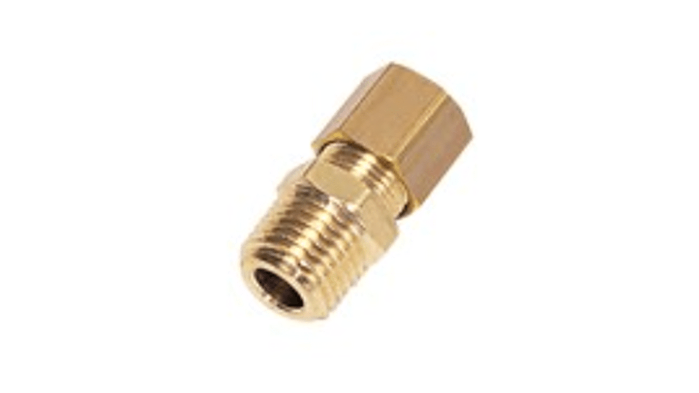 Legris Brass Pipe Fitting, Straight Push Fit Compression Olive, Male NPT 1/4in 1/4in 8mm