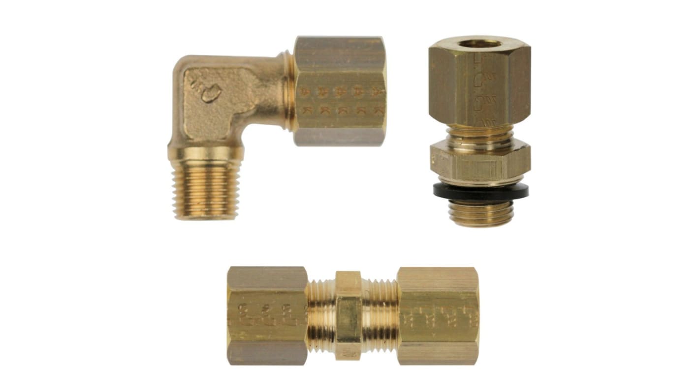 Legris Brass Pipe Fitting, Straight Push Fit, Male BSPT 1/8in BSPT 1/8in 6mm