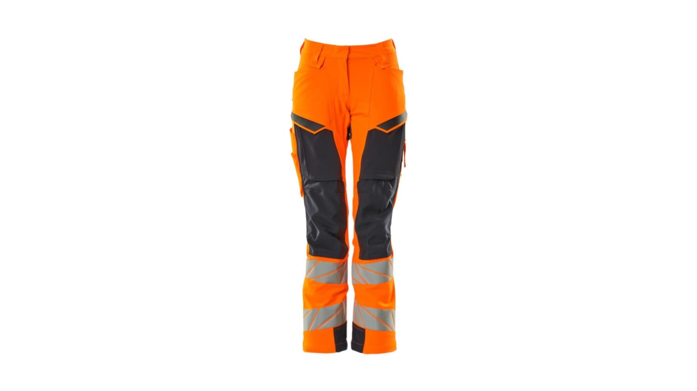 Mascot Workwear 19078-511 Orange/Navy Lightweight, Water Repellent Hi Vis Trousers, 82cm Waist Size