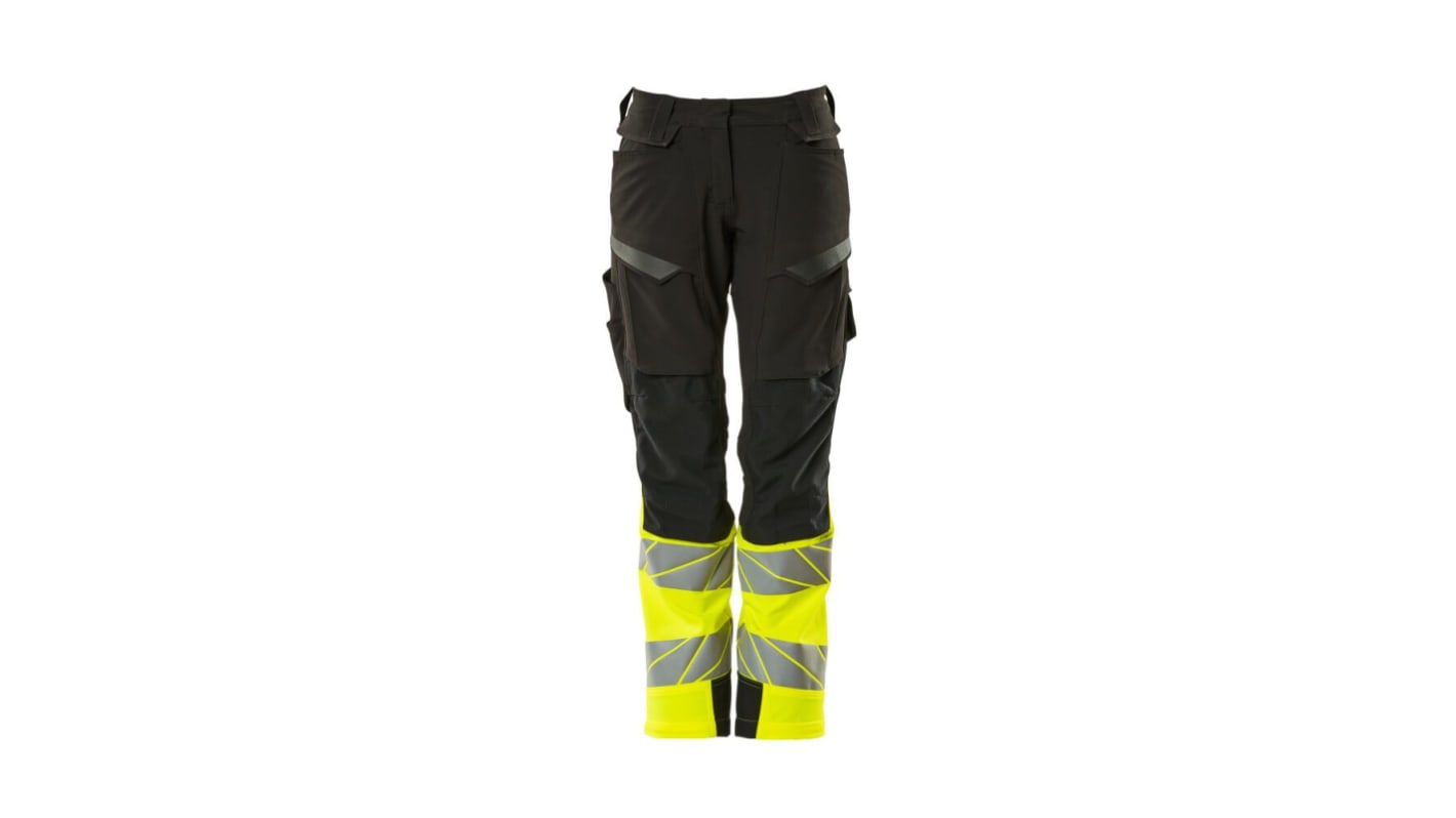 Mascot Workwear 19178-511 Black, Yellow Lightweight, Water Repellent Hi Vis Trousers, 90cm Waist Size