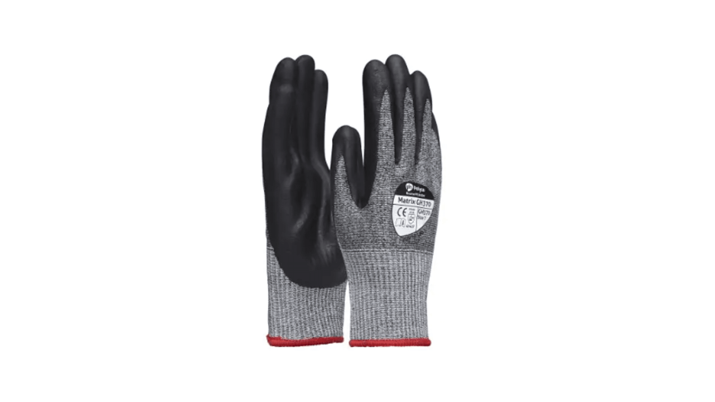 Guantes Negro/gris BM Polyco serie Matrix GH370, talla 7, con recubrimiento de Nitrilo, Resistentes a la abrasión,