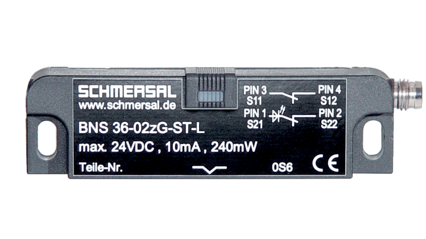 Schmersal BNS 36 Series Flush Magnetic Non-Contact Safety Switch, Reinforced Thermoplastic Housing, 2, M8