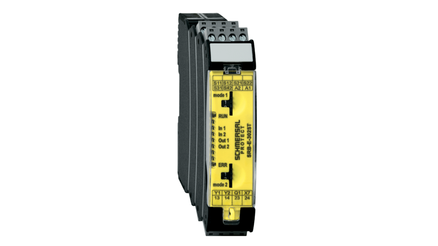 Relé de seguridad Schmersal, para Parada de emergencia, Cortina/haz de luz, 24V dc