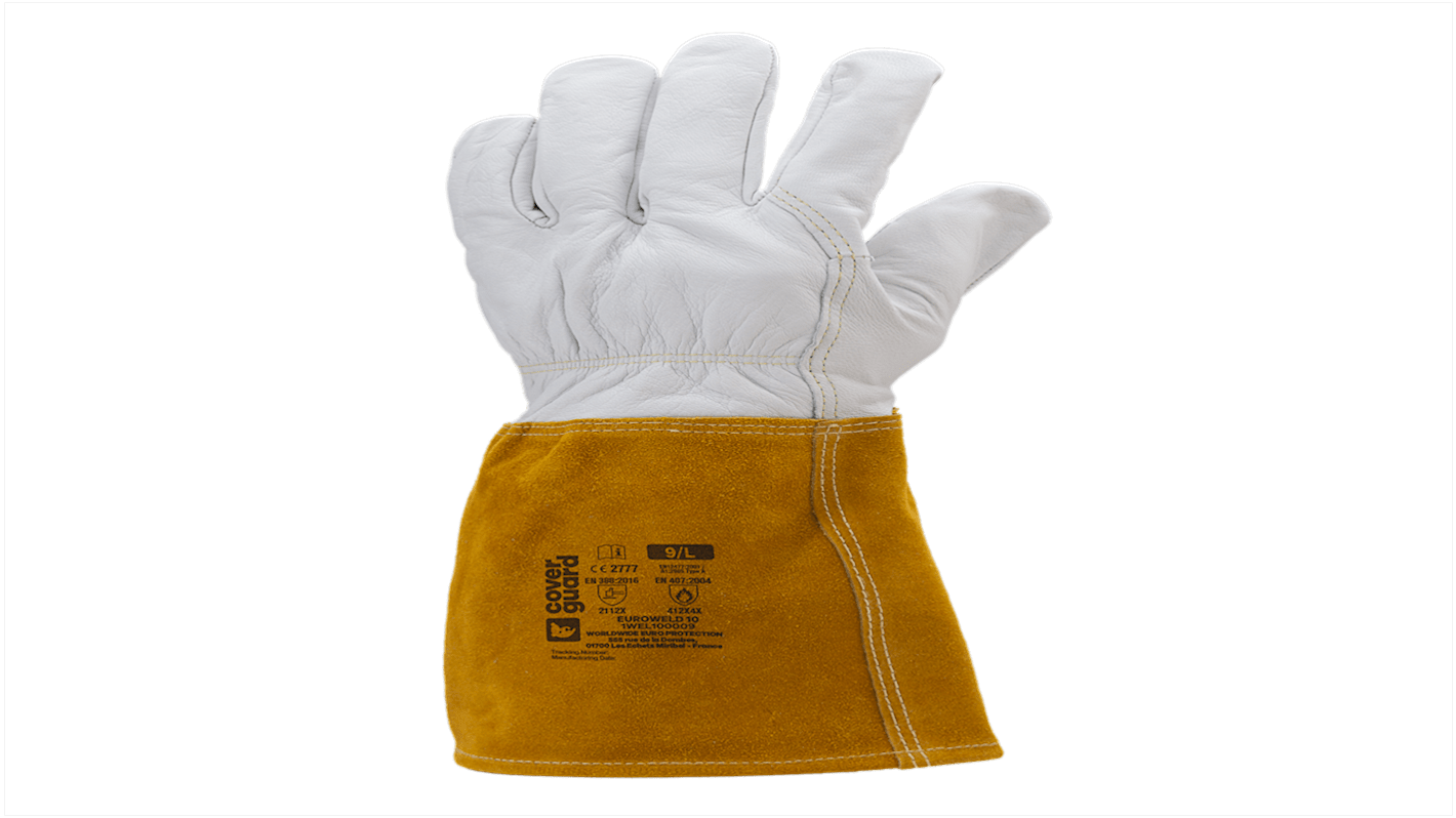 Guantes de trabajo de Piel Gris Coverguard serie EUROWELD 100, talla 8, Resistente al calor