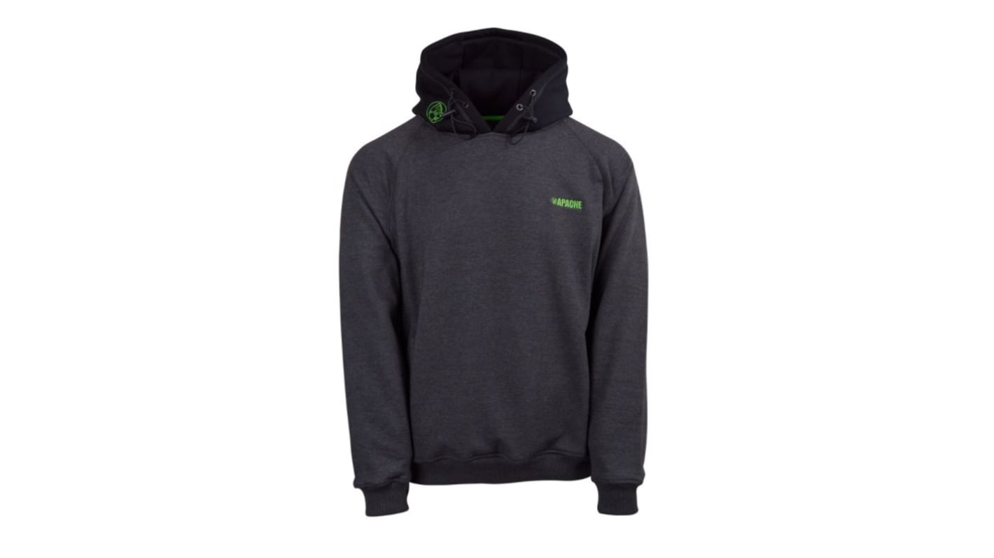 Apache Kingston Unisex Kapuzenpullover, 35 % Baumwolle, 65 % Polyester Kohle Grau/Schwarz, Größe L