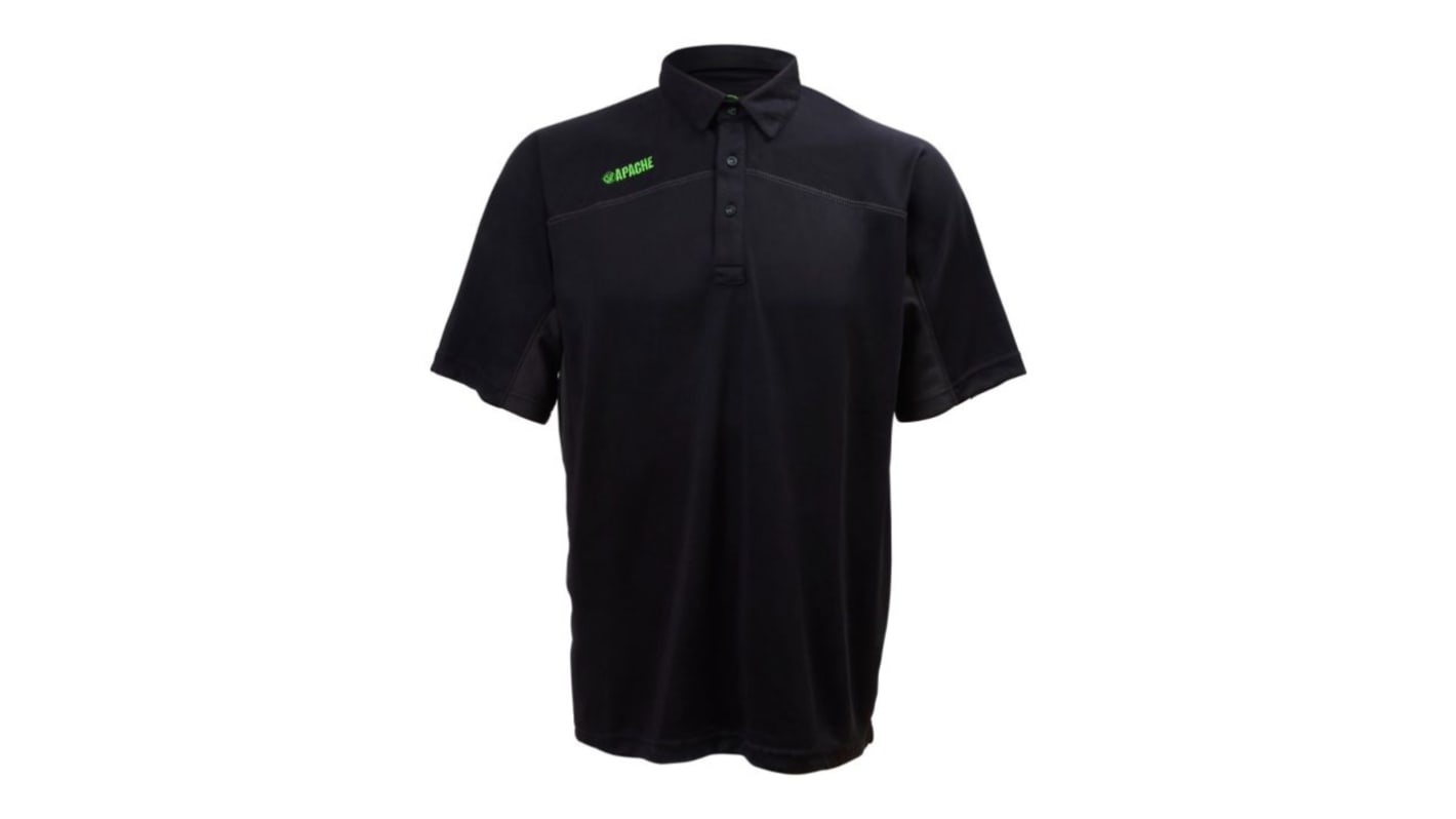 Apache Langley Black 100% Polyester Polo Shirt, UK- L, EUR- L