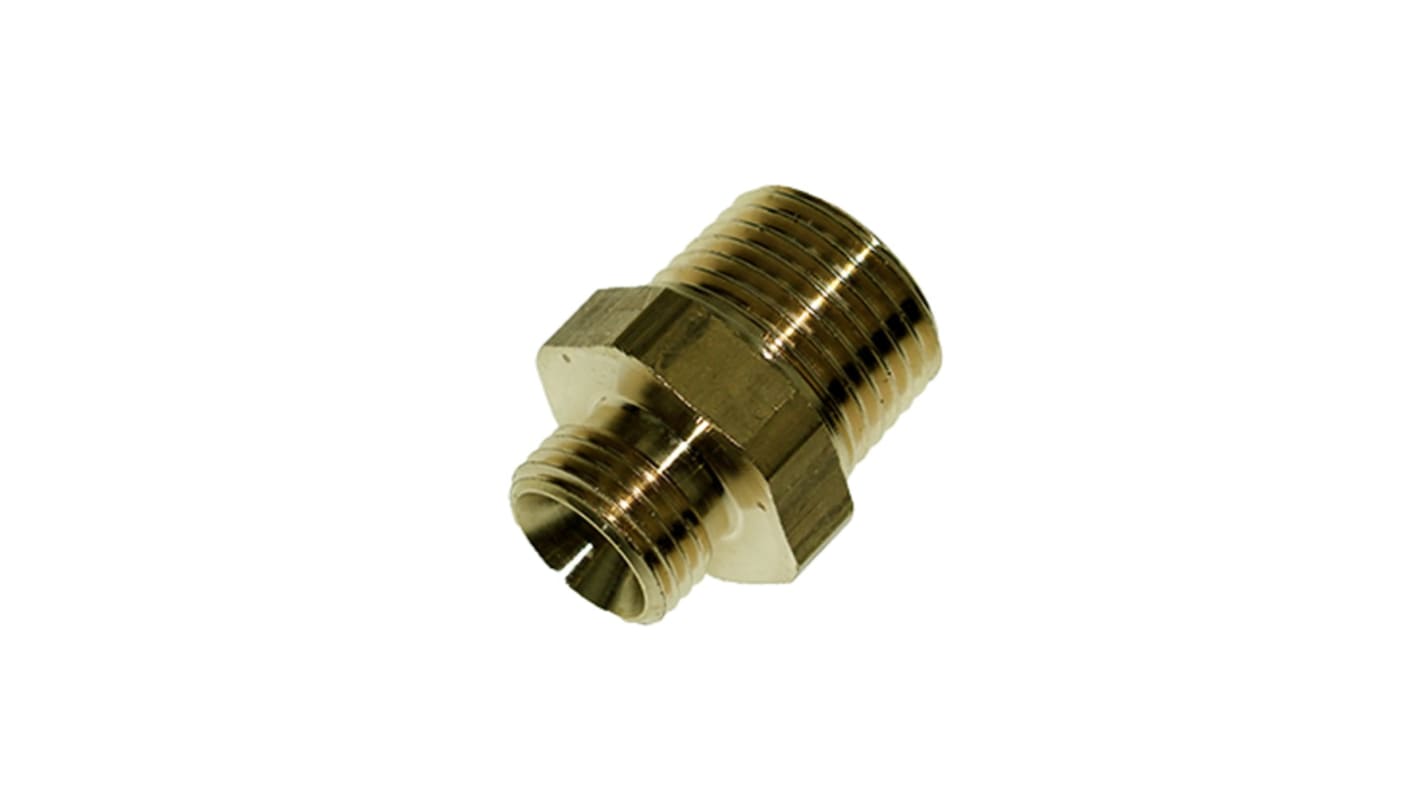 Legris Brass Pipe Fitting, Angled Compression Stud Fitting, Male BSPT 3/8in 12mm