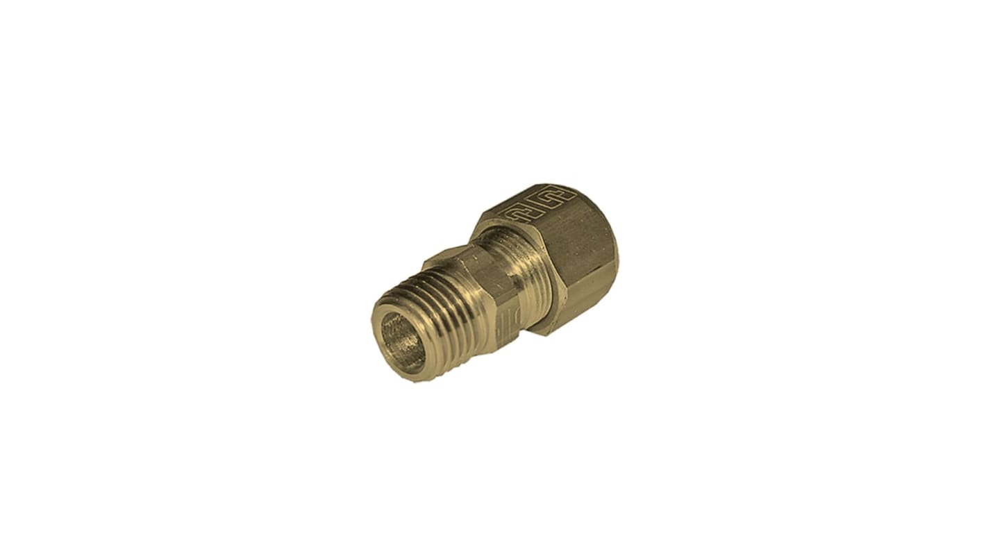 Legris Brass Pipe Fitting, Straight Compression Stud Fitting, Male BSPT 1/4in 10mm