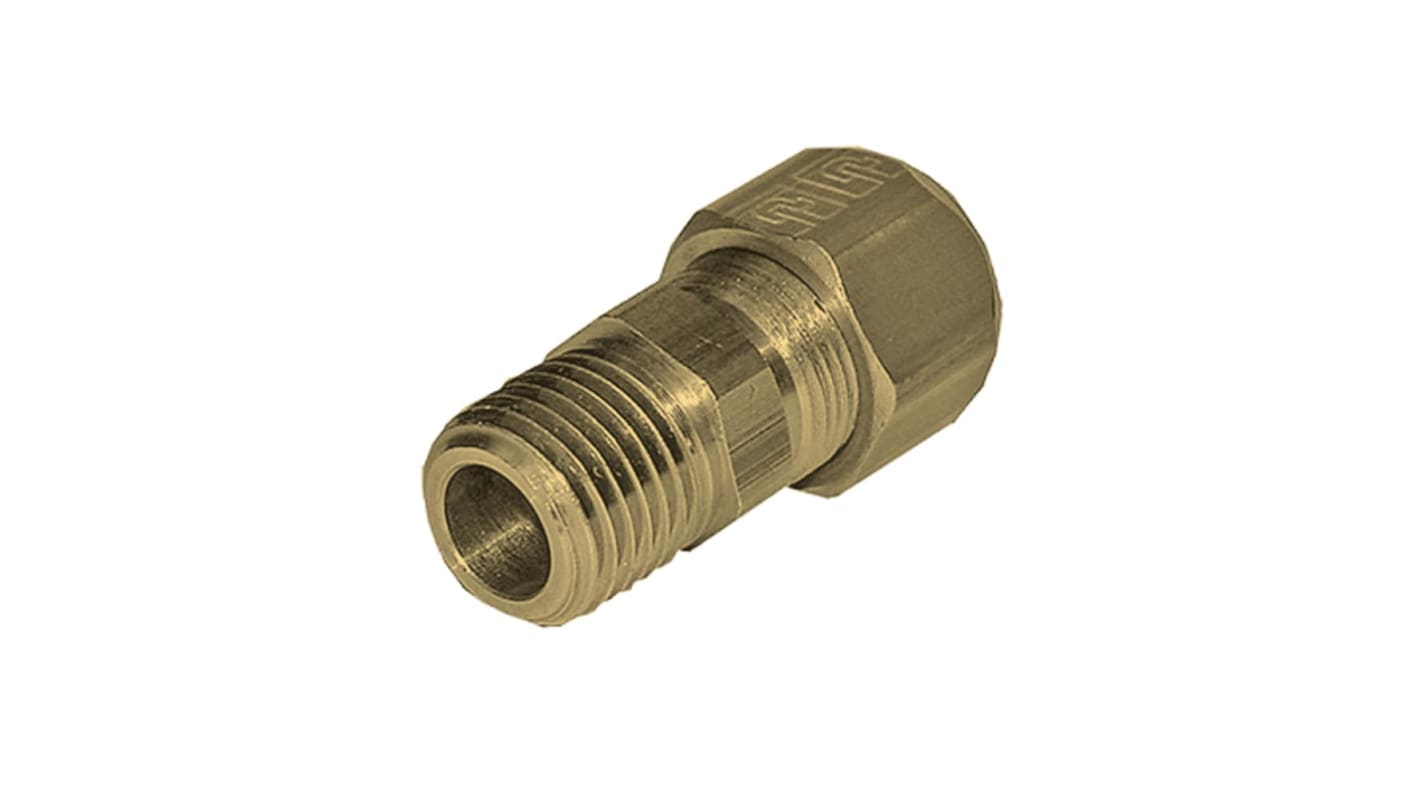 Legris Brass Pipe Fitting, Straight Compression Stud Fitting, Male NPT 1/8in 6mm