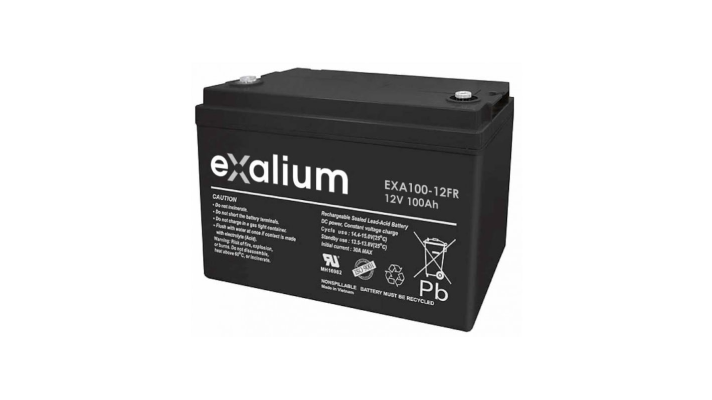 Exalium 12V M8 Lead Acid Battery, 100Ah