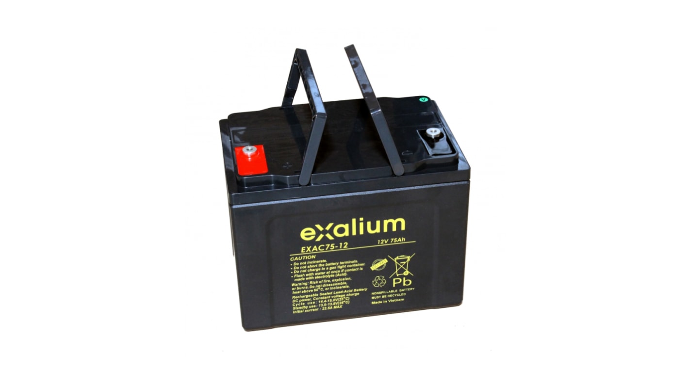 Exalium 12V M6 Lead Acid Battery, 75Ah