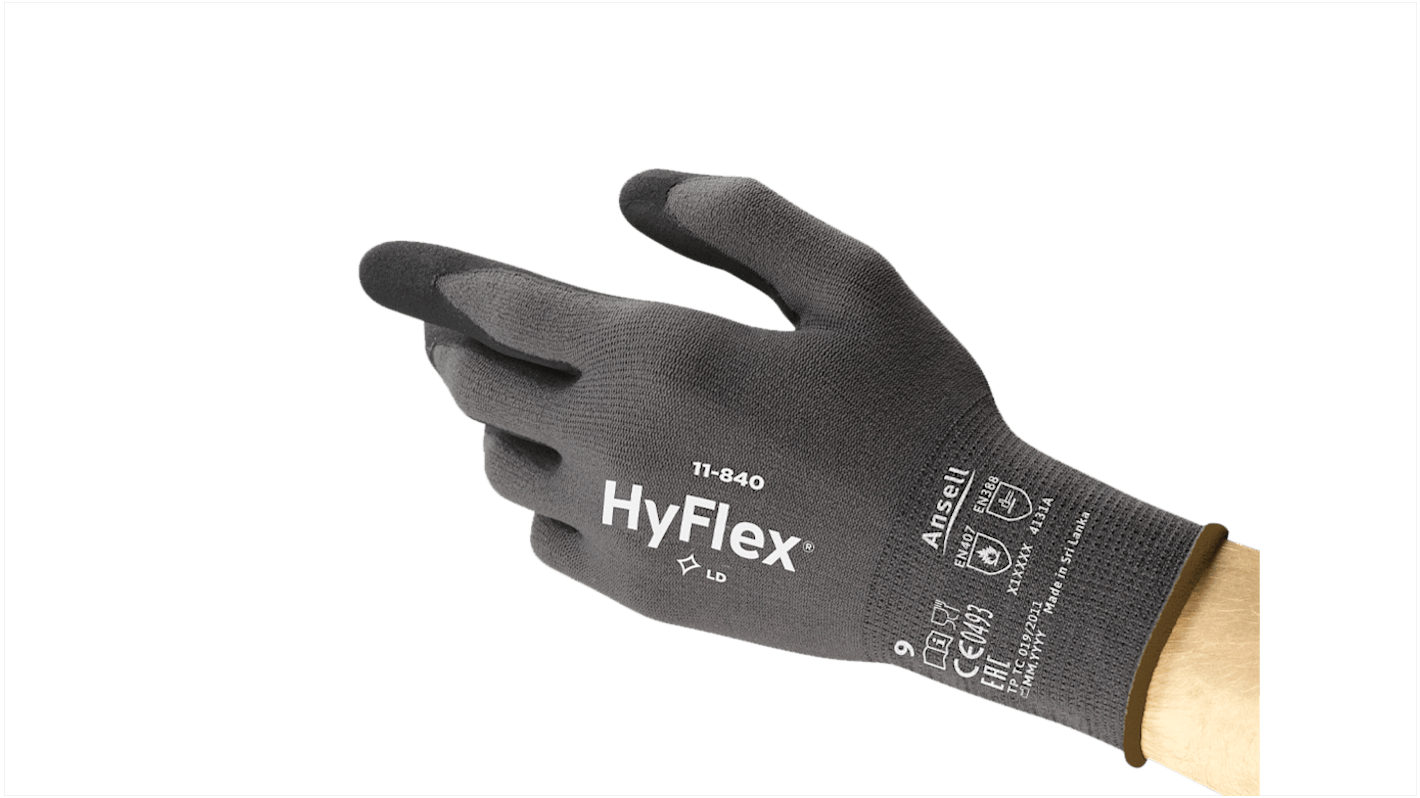 Ansell HYFLEX 11-840 Grey Nylon, Spandex Assembly of Small Pieces, General Handling, Packaging, Quality Inspection Work