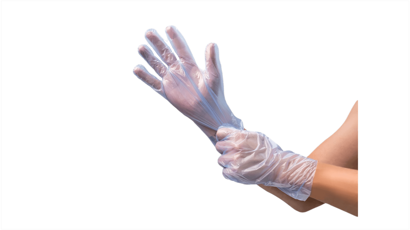 Ansell 31-103 Blue Powder-Free Plastic Disposable Gloves, Size M-L, Food Safe, 2000Pairs per Pack