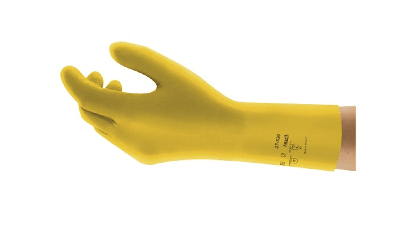 Guantes de trabajo de Nitrilo Amarillo Ansell serie AlphaTec 37-320, talla 10, con recubrimiento de Nitrilo, Sector