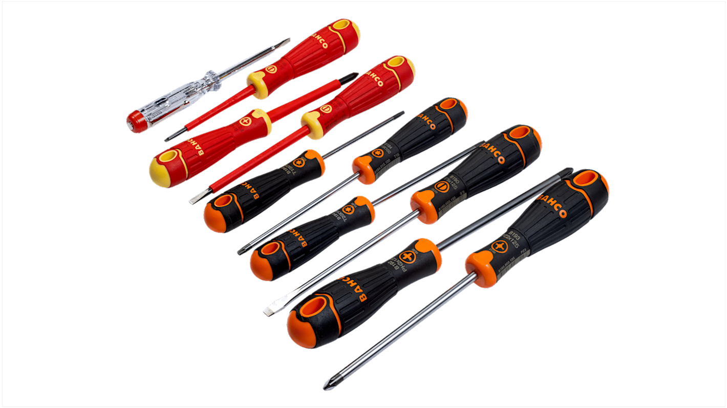 Bahco Slotted Insulated Screwdriver, 10-Piece