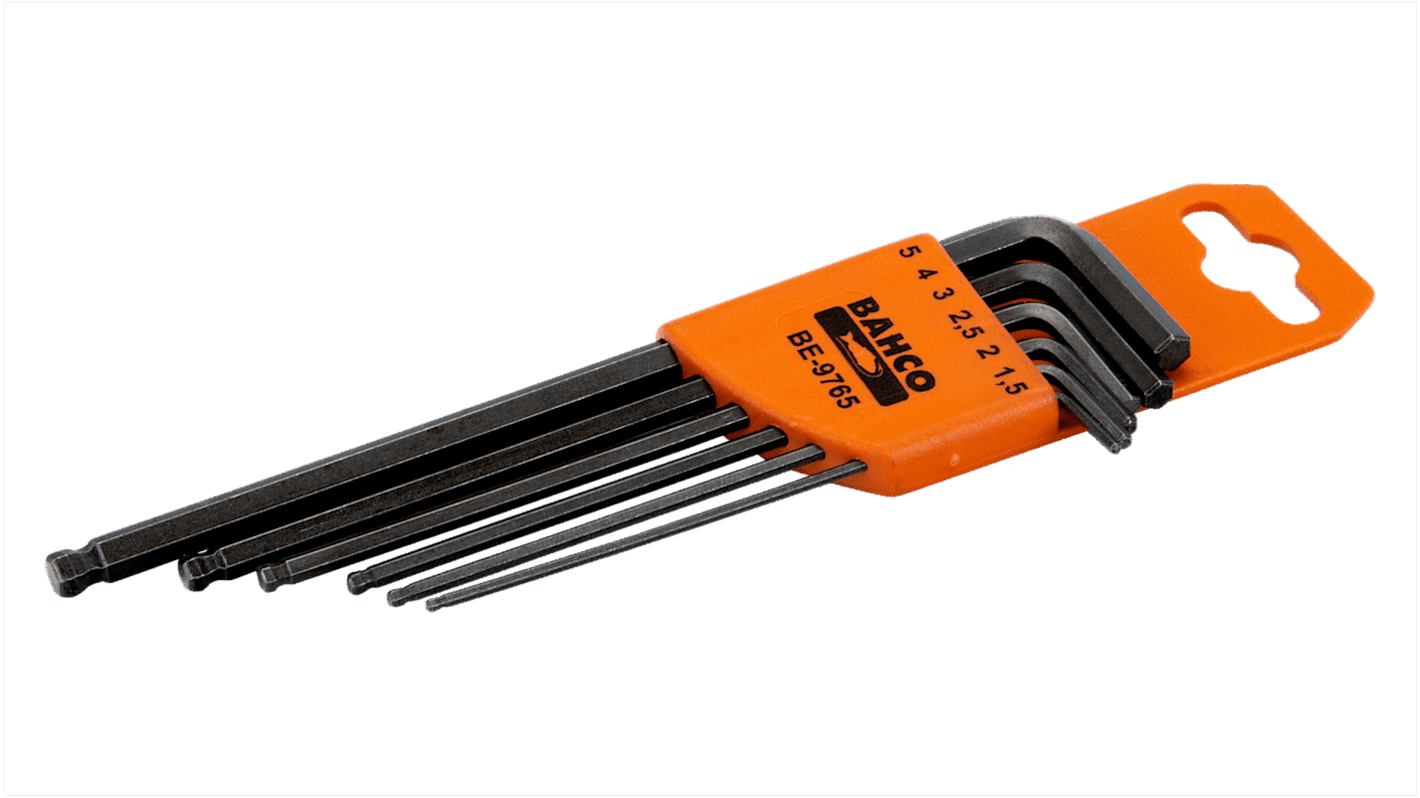 Bahco 6 piece L Shape Metric Hex Key Set, 1.5 mm, 2.5 mm, 2 mm, 3 mm, 4 mm, 5 mm