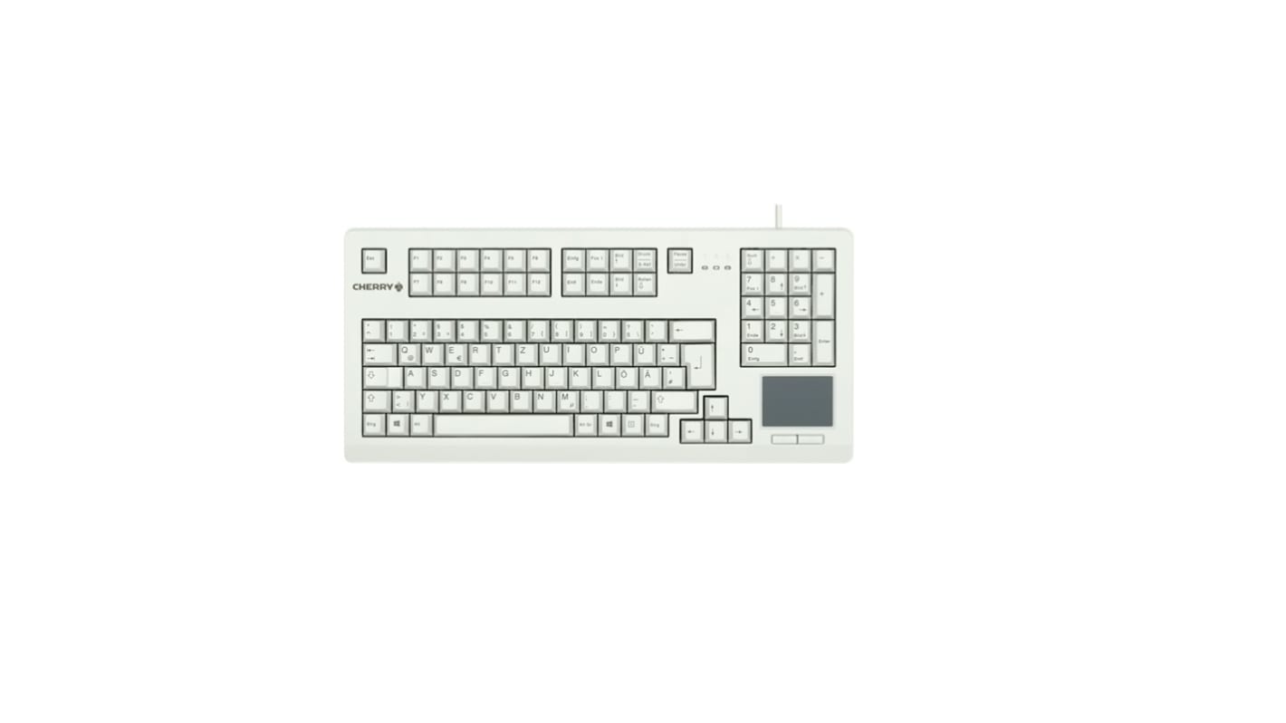 Teclado Cherry, , Con cable, Gris claro, USB, Panel táctil, QWERTY (UK)