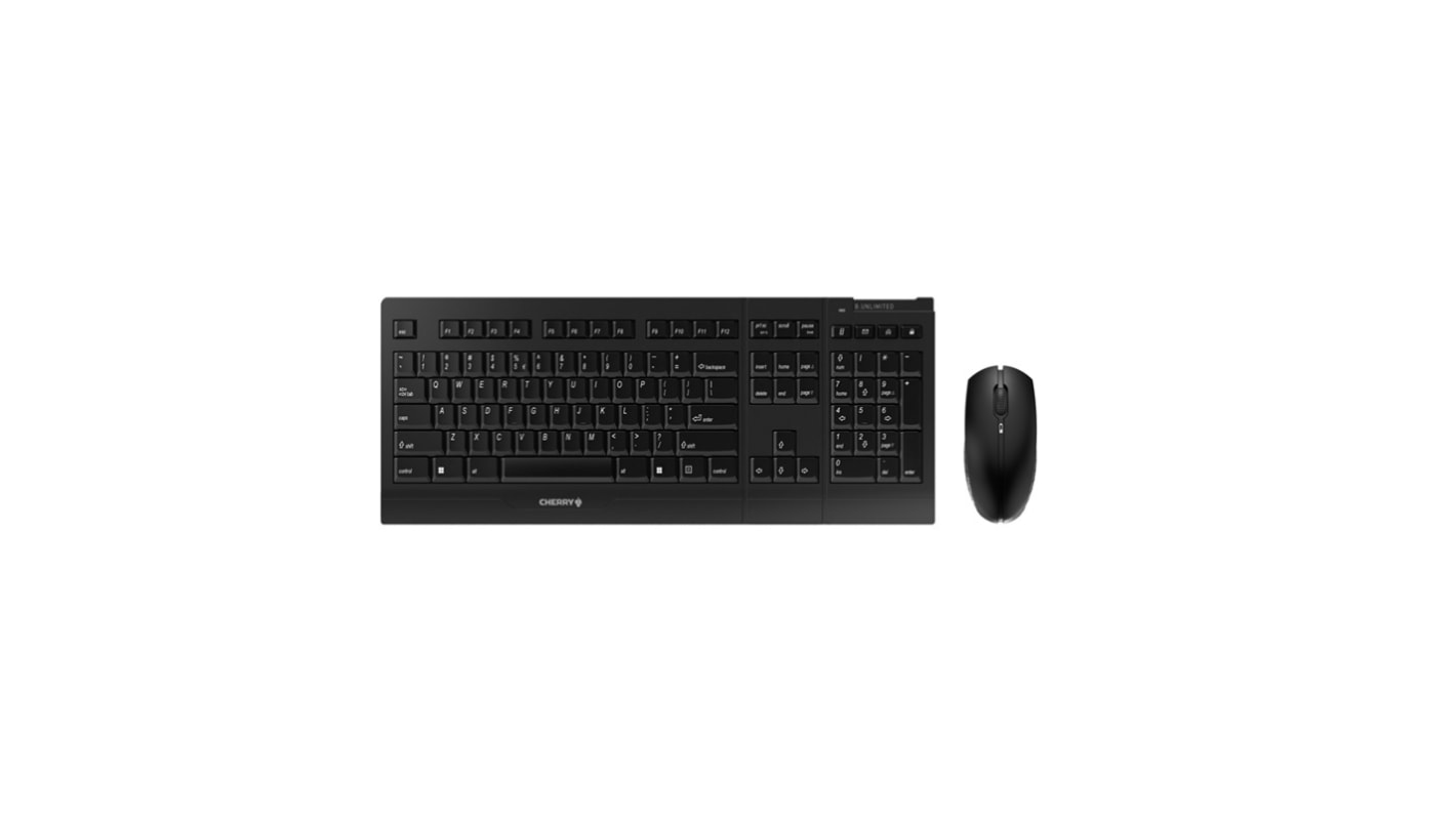 Set tastiera e mouse Nero Cherry Wireless Ergonomica QWERTY (EU)