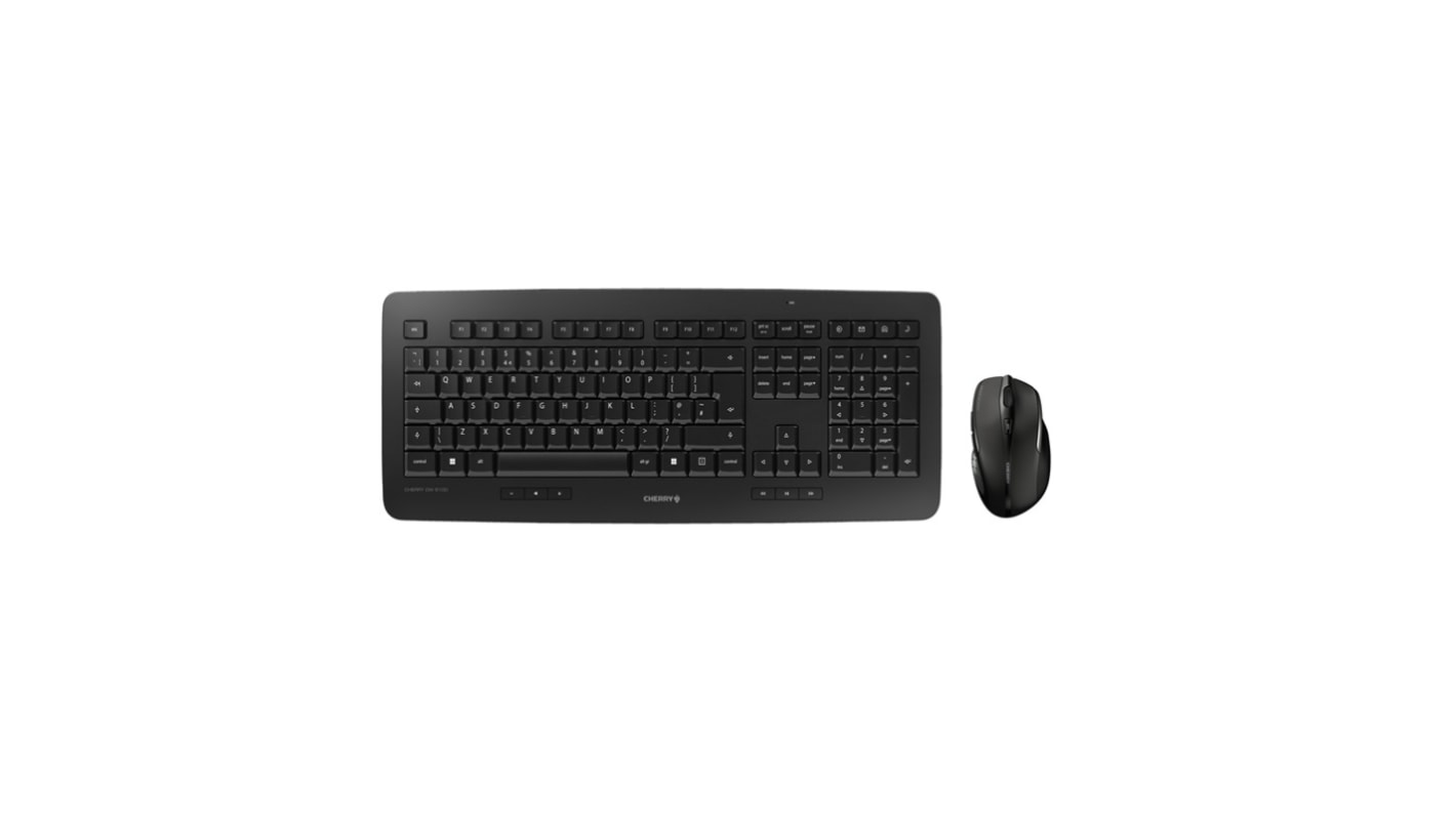 Juego de teclado y ratón Cherry JD-0520GB-2, Negro, Inalámbrico, QWERTY (UK), Ergonómico