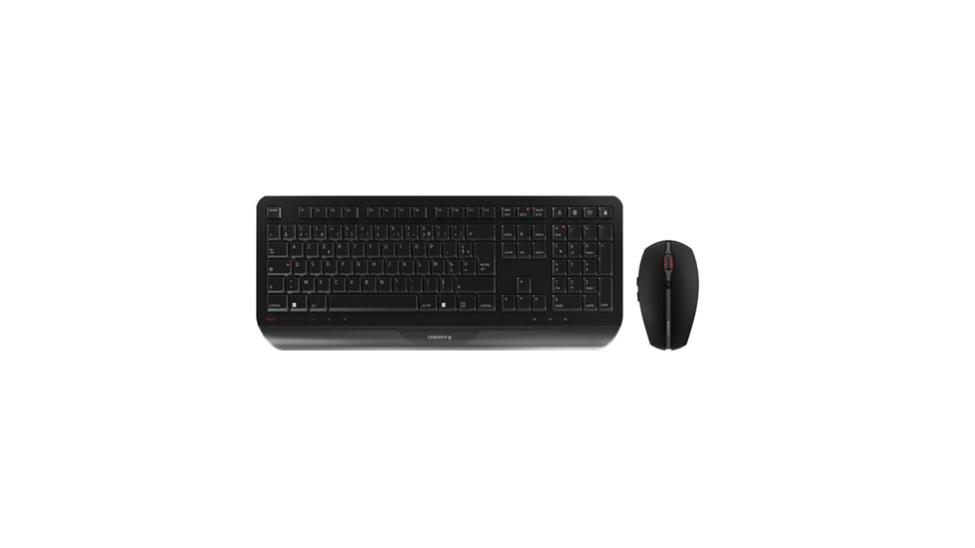 Juego de teclado y ratón Cherry JD-7000FR-2, Negro, Inalámbrico, AZERTY (Francia), Ergonómico