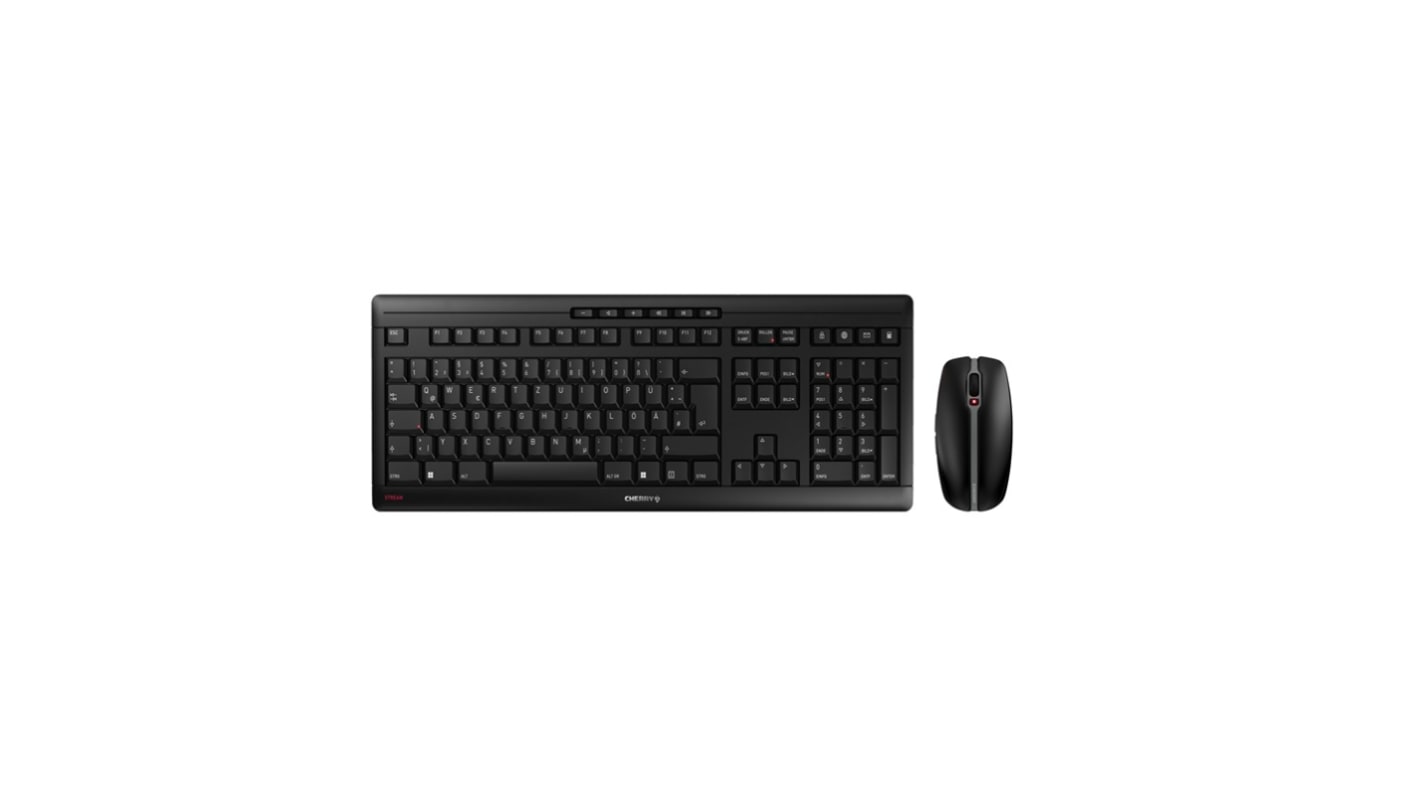 Juego de teclado y ratón Cherry JD-8500DE-2, Negro, Inalámbrico, QWERTZ (alemán), Ergonómico