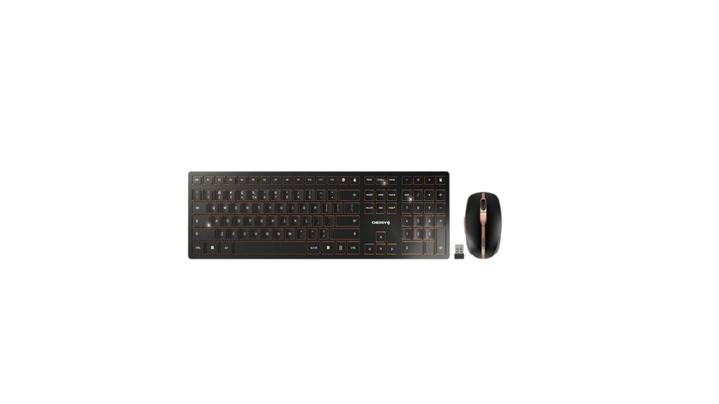 Juego de teclado y ratón Cherry JD-9100EU-2, Negro, Inalámbrico, QWERTY (EU), Ergonómico