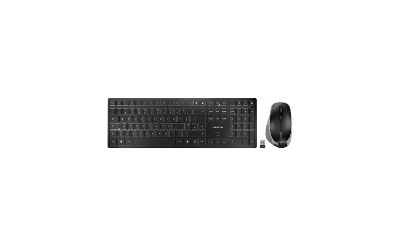 Set tastiera e mouse Nero Cherry Wireless Ergonomica QWERTY (UK)