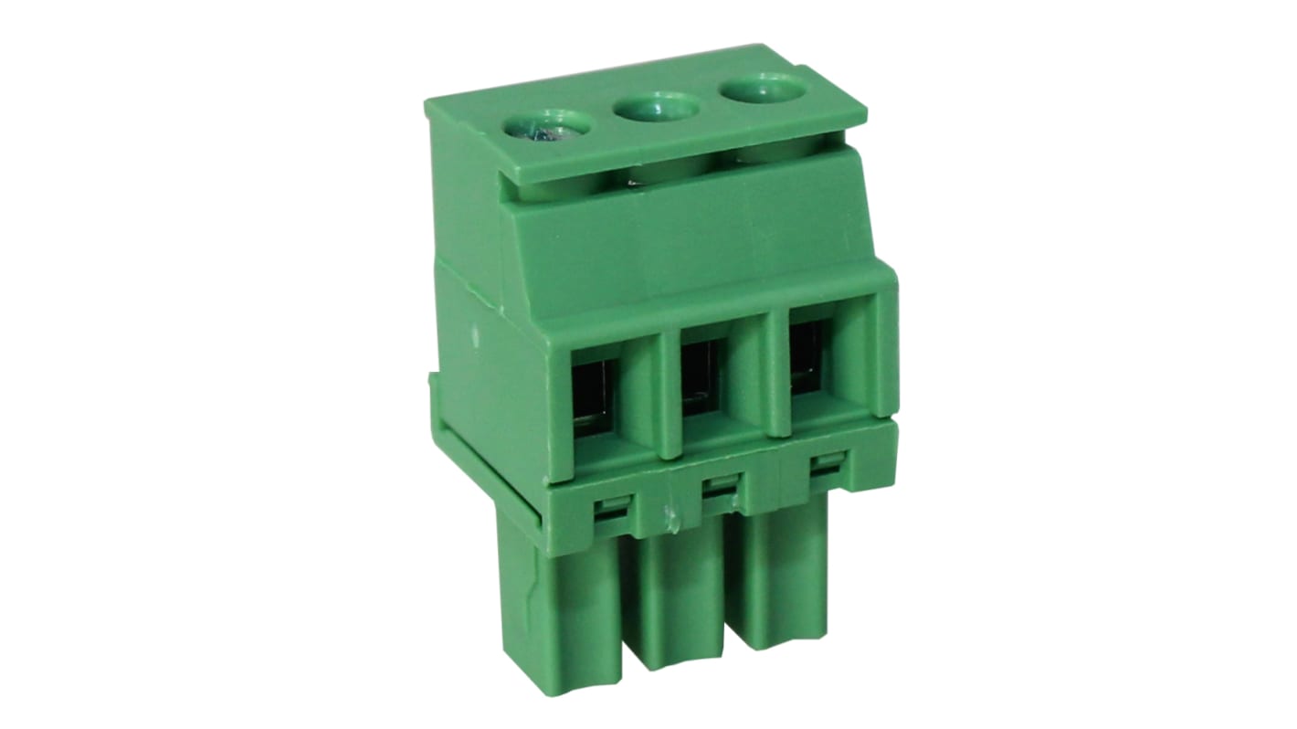 CAMDENBOSS 3.81mm Pitch 3 Way Right Angle Pluggable Terminal Block, Plug, Through Hole, Screw Termination