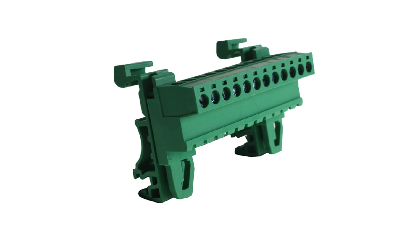 CAMDENBOSS CTBPD96HG Series Green DIN Rail Terminal Block, 2.5mm², 1-Level, Screw Termination