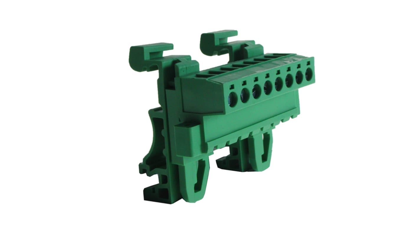 CAMDENBOSS CTBPD96HG Series Green DIN Rail Terminal Block, 2.5mm², 1-Level, Screw Termination