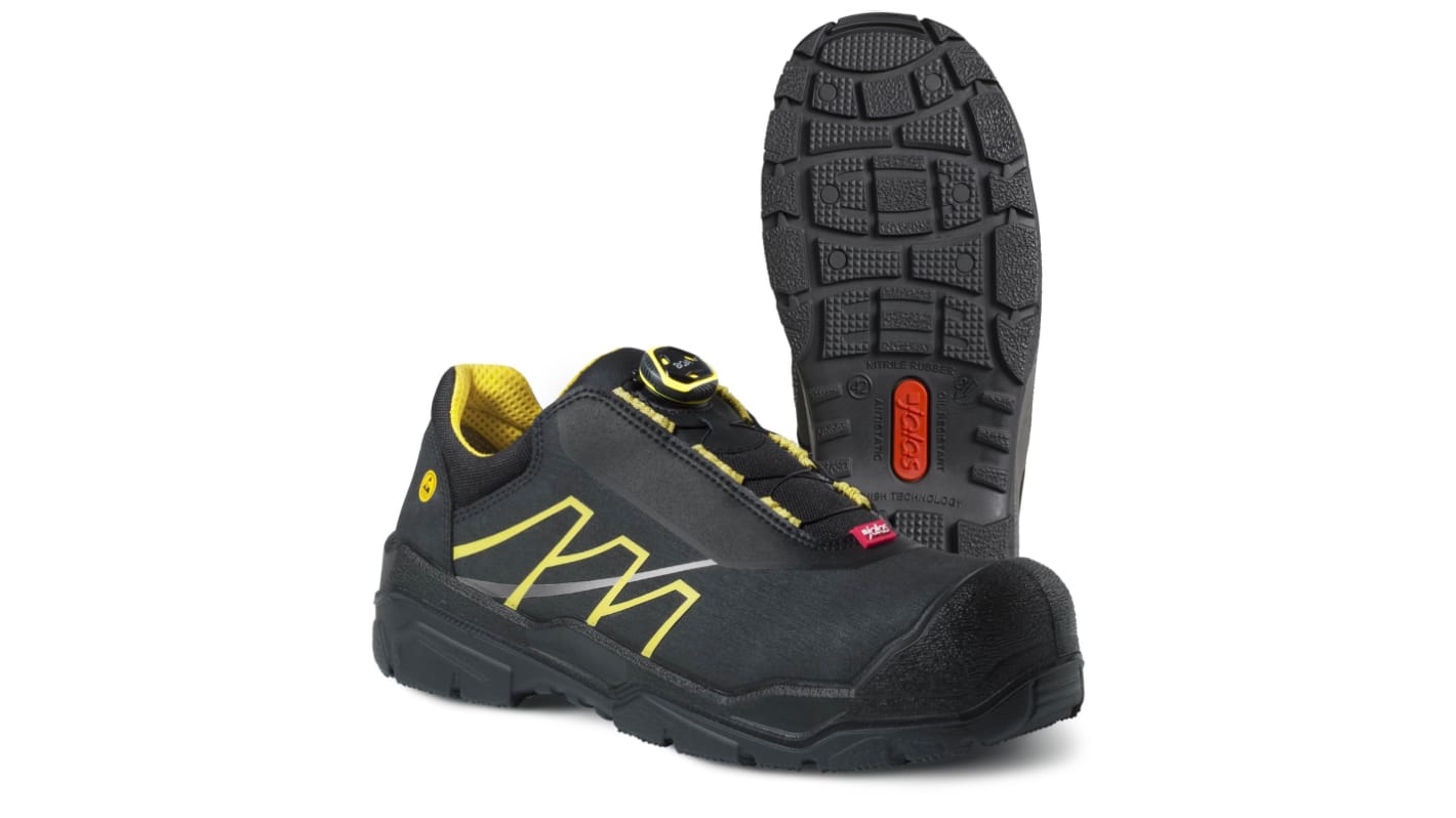 Jalas 1558 GP Unisex Black, Grey, Yellow Aluminium Toe Capped Safety Shoes, UK 9, EU 43